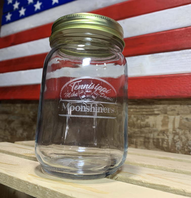 Mason Jar logo etched